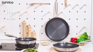 SUPVIBE 316 stainless steel wok household seven-layer cooking uncoated Non-lampblack Stove Universal Non-stick Frying Pan