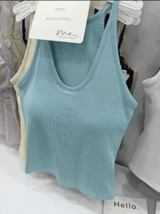 French Elegant U-Neck Sleeveless Vest Womens Slim Fit Tank Top New Style 25 Outerwear Casual Breathable Short Length T-Shirt