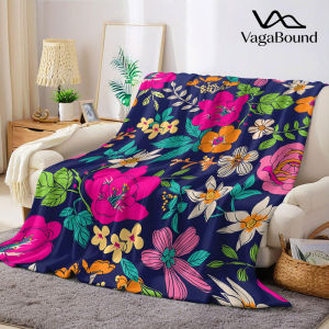 BILIBILI | Navy Bold Tropical Floral Flannel Blanket Warm Soft Halloween Christmas Decorative Couch Warm Cozy All-Season Gift