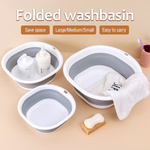 [✅SG Ready Stock] Free Hook Collapsible Basin bucket Foldable Wash Basin Square Fold Folding Portable Pail Baby water Bath collapsible pail washing pail bucket foldable basin portable outdoor Travel Foot Soak fishing car wash 可折叠洗脸盆
