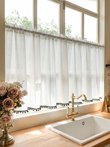 Meirenpeizi | French Retro Lace Kitchen Window Half Curtain Bedroom No Drilling Short Curtain