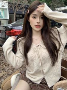 Early Spring Long Sleeve V Neck Bottoming Shirt Sweater Outwear Autumn and Winter New Arrival Loose Inner Sweater Cardigan Top Women