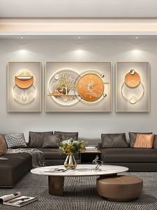 Modern living room and bedroom decorative wall art three-piece set clock wall art background wall aesthetic decorative frame wall aesthetic decoration hanging clock alloy frame clock