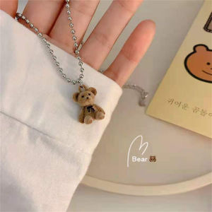 [Acoming99] Beruang Lucu Liontin Kalung untuk Wanita Wanita Sweater Rantai Klavikula Kalung Fashion Perhiasan