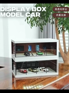 1:64 Scale Car Showroom Ca r Display Case With Light Model Car Storage Boxes 模型展示盒