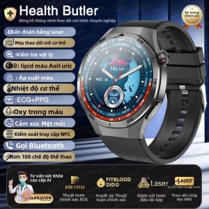 Đồng Hồ Thông Minh Sức Khỏe Mới 2025 Dành Cho Nam Giới Màn Hình AMOLED Chức Năng Theo Dõi Điện Tâm Đồ (ECG) Huyết Áp Axit Uric Hỗ Trợ Gọi Bluetooth.