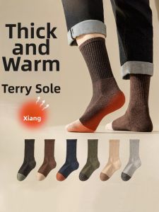 Thickened Warm Pure Cotton Terry Middle Calf Socks