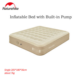 Naturehike New upgraded Chenyu Gamping Inflatable Bed Skin Friendly Fabric Air Mattress Built in Air Pump Single Double Bed Portable Sleeping Pad Camping Mat CNH22DZ015