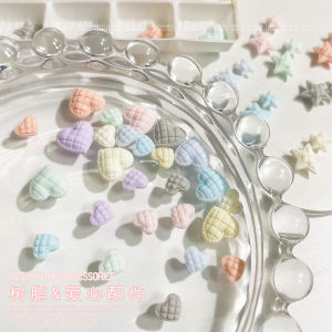 20pcs Plaid Resin Love Pentacle Nail Charms Flat Colored Kids Nail Art Accessories DIY Manicure Design Decoration Supplies Parts