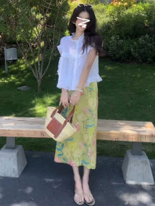 PEIZIXUAN | Summer Beautiful Green Floral Skirt