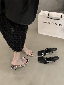 Niche Style High Heel Rhinestone Sandals Outwear Womens Stiletto Heels 2024 New Arrival Summer Dress Elegant Sandals