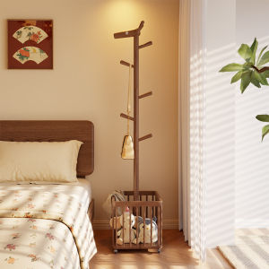 CHUJUN | Creative Childrens Mobile Wooden Deer Coat Rack with Dirty Laundry Basket and Storage Shelf