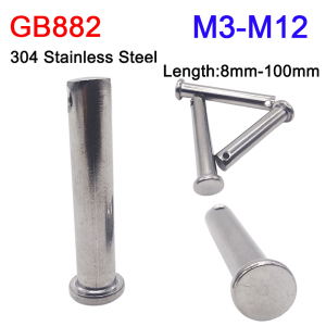 1-10Pcs M3 M4 M5 M6 M8 M10 M12 304 Stainless Steel Flat Head Bearing Cylindrical Positioning Axis Roll Dowel Pin With Hole GB882