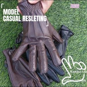 Sarung Tangan Motor Kulit Pria Full Jari Sirkulasi Udara