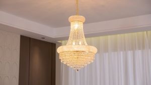 Luxury K9 Crystal Chandelier Modern Empire Style Gold Ceiling Light for Luxurious Living Room & Dining Room Decor