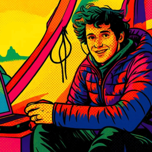 Tranh Nghệ thuật "Chàng Trai Trẻ Với Máy Tính" VIETSMART ART - Acrylic 45 x 60cm