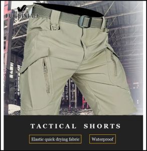 FUGUINIAO กางเกงขาสั้นยุทธวิธีกลางแจ้งผู้ชายเร็วแห้งระบายอากาศยืดกางเกงยุทธวิธี X9 วิ่งฝึกเดินป่ากางเกงขาสั้นตกปลาผู้ชาย