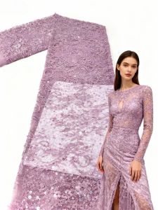 Vải Ren Sequin Châu Phi Cao Cấp Thêu Hạt Chất Lượng Cao Kiểu Pháp Nigeria Chất Liệu Lưới Dùng Cho May Vá Tiệc Cưới 2025