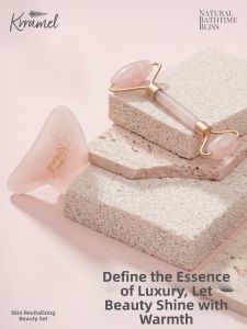 KRRAMEL | Lifting and Tightening Facial Gua Sha Set Natural Rose Quartz