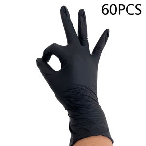 30/60/90PCS Disposable Black Nitrile Gloves Household Kitchen Nitrile Gloves Embroidered Beauty Cleaning Dirt Isolation Tools