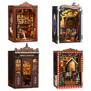 DIY Book Nook Kit Wooden Doll House Kit 3D Puzzle Assembly Model Building Bookshelf Insert Decor Wooden Crafts Christmas Gifts