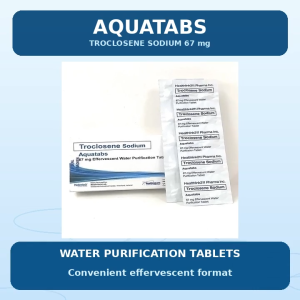 Original Water Purifier 10 Tablets Aquatabs 67mg Troclosene Sodium Effervescent Water Purification Tablets Drinking Water Treatment Disinfectant For Camping Hiking Outdoor Travel Emergency Survival Preparedness Portable Household Water Cleaning Solution