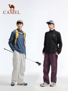 Camel mens stand collar fleece jacket anti-static tops