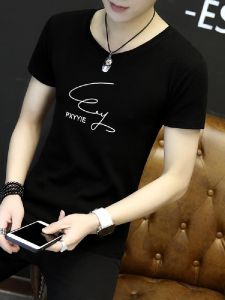 Slim Fit Mens Short Sleeve T-Shirt V-Neck Half Sleeve Trendy Korean Style Summer Fashion Body Fit Tee Shirt Casual Wear