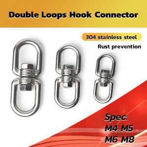 Homehub Stainless Steel Swivel Double Loops Hook Connector Two Ended Ring Link M4 M5 M6 M8