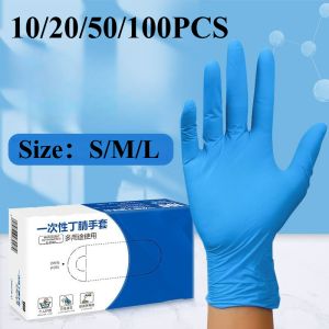 10/20/50/100PCS Blue Nitrile Gloves Disposable Waterproof Blue Gloves Kitchen Dishwashing Pet Bathing Beauty Hair Styling Tools