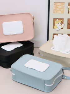 Portable Wet Wipes Storage Box Car Baby Tissue Box Drawstring Waterproof PVC Square Shape Simple Design Dustproof Organizer