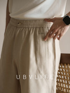 UBV | Loose Fit Linen Cotton Blend Summer Shorts with Elastic Waist