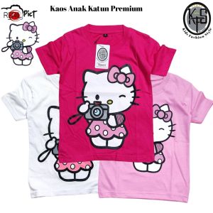 KFS 49 Baju Kaos Anak Perempuan Hello Kitty Warna Pink KAOS HELLO KITTY ANAK PEREMPUAN LUCU Hello Kitty Kamera