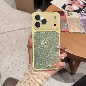 Bling Leopard Print Full Coverage Protective Case for Multiple iPhone Models Shockproof