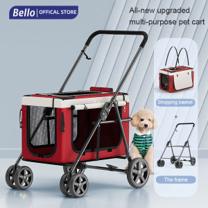 BELLO Portable Pet Stroller Dog Cat Walking detachable Trolley Outdoor Car Small Lightweight Foldable Car Bag Split