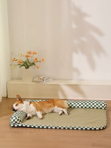 Cat Bed Summer Cooling Pet Mat Breathable Rattan Weave Bed for Cats and Dogs Bed with Supportive PP Cotton Filling Pillow Durable & Anti-Slip Bottom