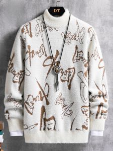 ROMON | Lormen Mens Winter Thickened Warm Mink Velvet Knitted Sweater Half High Collar Inner Wear Base Shirt Fashion Urban Style