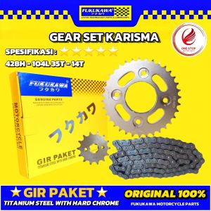 GEAR SET KARISMA FUKUKAWA 428H - 104L 35T - 14T GIR SET / GIR PAKET SUPRA X 125 ORIGINAL ORI ASLI FUKUKAWA
