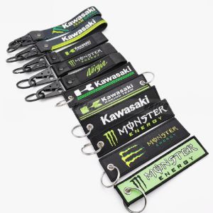 พวงกุญแจมอเตอร์ไซค์และพวงกุญแจรถยนต์ป้ายกุญแจปักกุญแจสีดำสำหรับ Kawasaki และ Monster 1ชิ้น