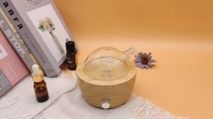 FLOWEROMA Wooden Waterless Essential Oil Diffuser 7 Colors Night Light Intermittent Mist Aroma Nebulizer for Home Office Spa