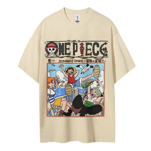 ONE PIECE Peripheral Products Mens 2025 Summer Casual Oversized Tee Breathable Cotton Daily Lounging and Comic Themed Parties