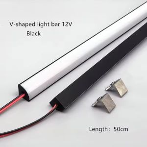 0.5M Black/White LED Aluminum Channel with Led Strip warm V Black Milky Cover Led Bar Light DC12V 6000/4000/3000K Decor