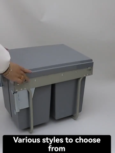Pull Out Trash Bin 30L/40L Storage Bin With Lid Large Capacity With Damper Kitchen Double Trash Bin