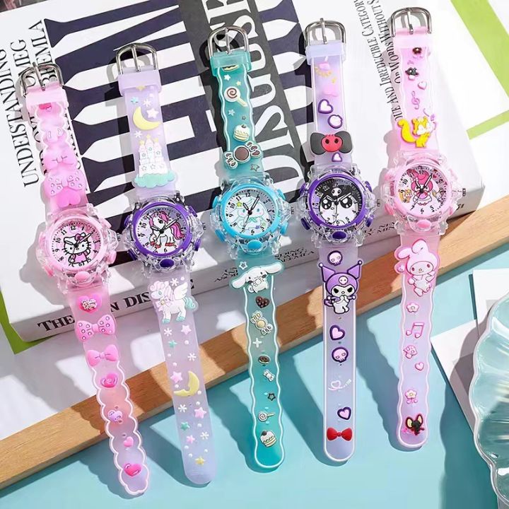 Sanrio Watch Kawaii Melody Cinnamoroll Children LED Luminous Watch ...