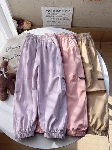 Cool Girls Workwear Pants Spring Summer Trendy Childrens Casual Trousers High Waist Cotton Blend Comfortable Breathable