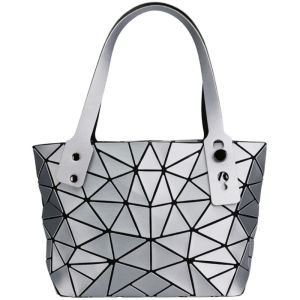 Trendy Geometric Diamond Pattern Handbag Womens Single Shoulder Bag Chain Crossbody Small Bag Soft PU Leather Casual Style