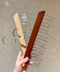 Affordable Multi-Functional Solid Wood Clothes Hangers with 8 Hooks Home Storage Group of 4 Wooden Hangers for Clothing Care