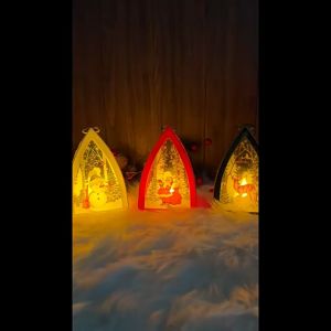 Christmas LED triangle wind lantern luminous electronic candle holiday gift decoration living room room party ornaments