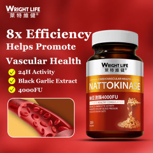 Wright Life 4000FU Nattokinase Capsules - Supports Heart Health & Circulation & Normal Blood Flow And Protect Cardiovascular Health 200 Capsules