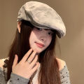 American Retro Apocalyptic Style Women's Beret Hat Spring Summer Versatile Face Slimming Backward Cap Flat Top Casual Hat. 